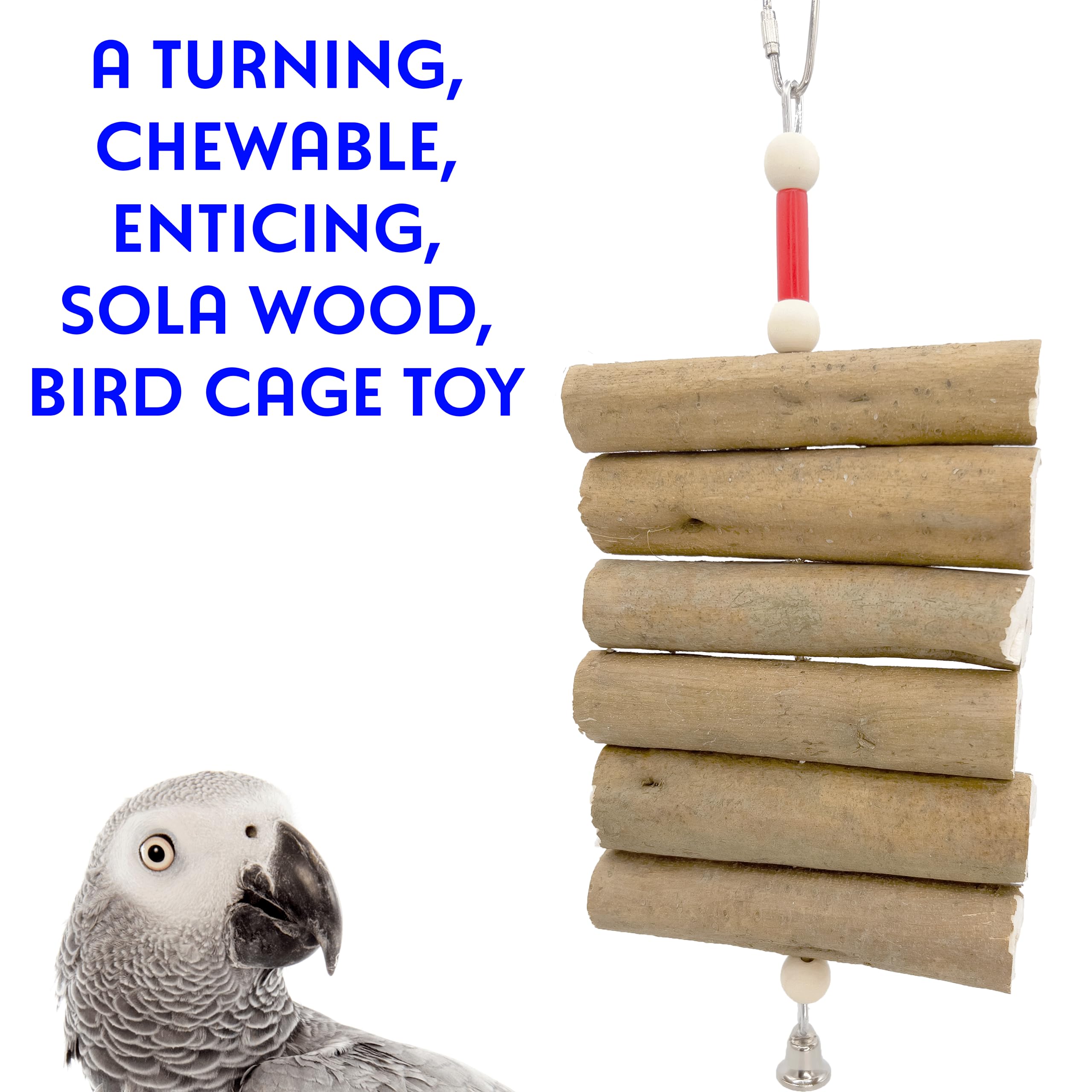 1068 Big Bark Sola Chewer - Handcrafted Chewable Bird Cage Toy, Natural Sola Logs With Bark, Turning Fun, Easy For Birds To Shre